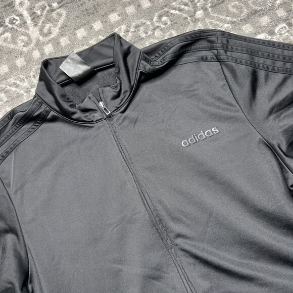 Adidas Men's Essentials Three Stripe Warm Up Track Jacket Mens Large Black - Picture 2 of 9